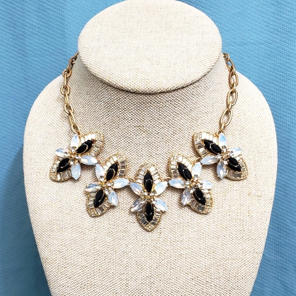 J. Crew Black and Opalescent Crystal Cluster Statement Necklace - Picture 4 of 10